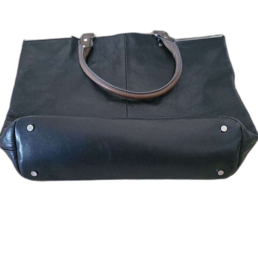 Kenneth Cole Women's Leather Tote Large Shoulder Bag Black Green Silver Hardware